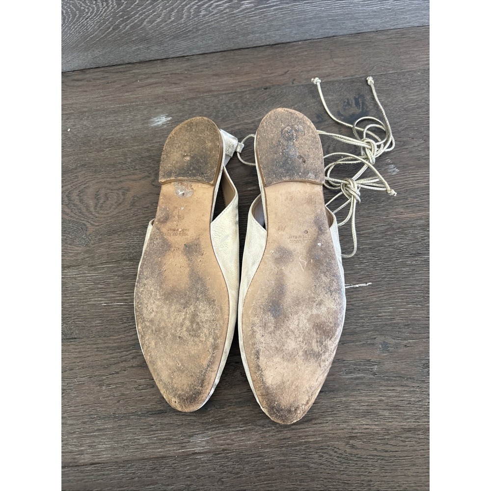 A. Soliani Metallic Flats Lace Up Size 40 Gold - Picture 7 of 9
